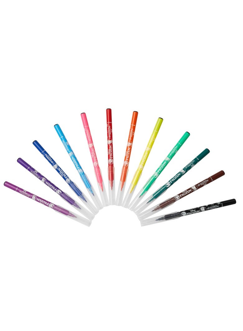 ديزني فروزن 12 أقلام تلوين ليفية متعددة الألوان، ألوان زاهية، تصميم رأس دقيق، حبر قابل للغسل، غير سام. - Image 5