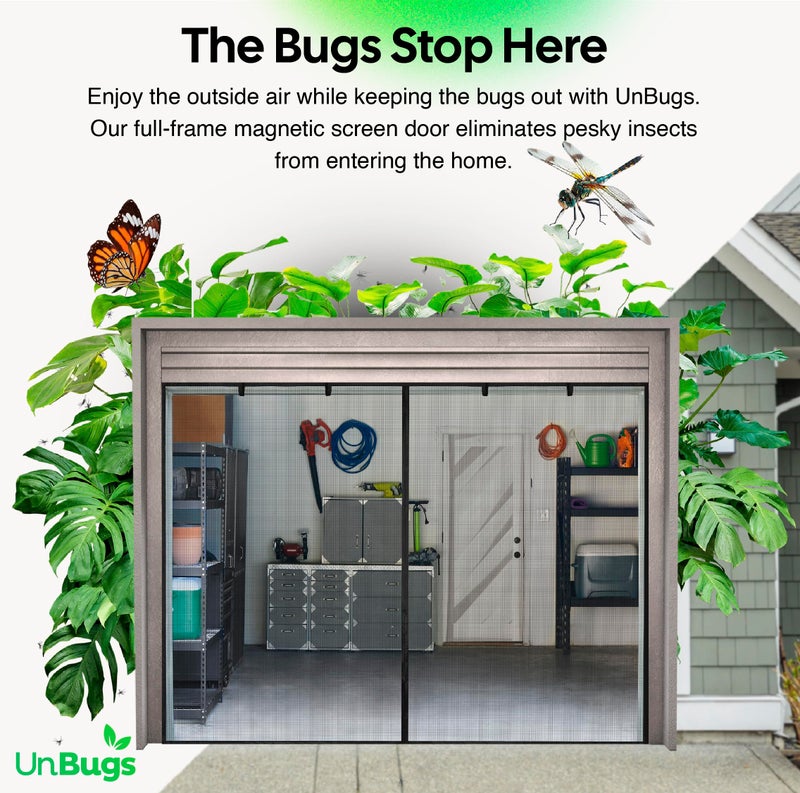 iGotTech UnBugs Garage Screen Doors for 1 Car Garage - Fits Single Garage Doors up to 8 Feet Wide x 7 Feet Tall MAX - Pet & Kid Friendly, Self-Closing - Hands Free Magnet Closure Keeps Bugs Out & Breeze in - Image 2