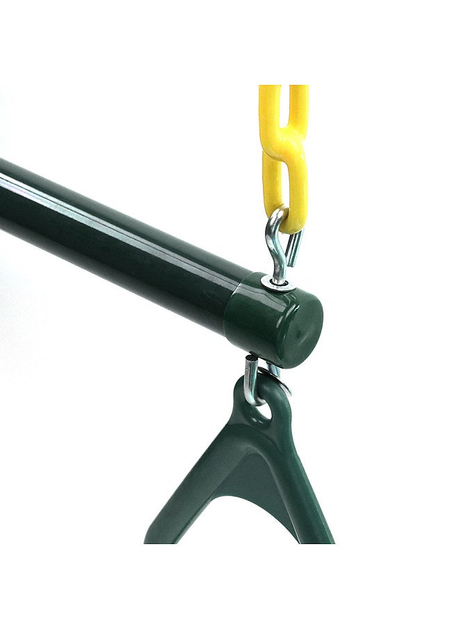 Trapeze Swing Bar and Rings Heavy Duty Playground Swing Set with 47'' Plastic Coated Chains and Carabiners