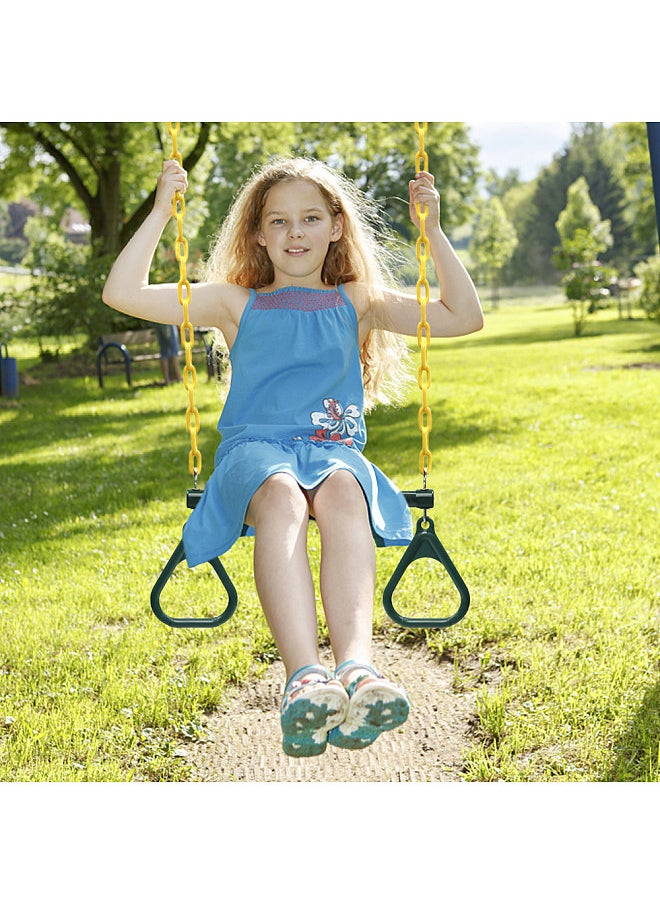 Trapeze Swing Bar and Rings Heavy Duty Playground Swing Set with 47'' Plastic Coated Chains and Carabiners