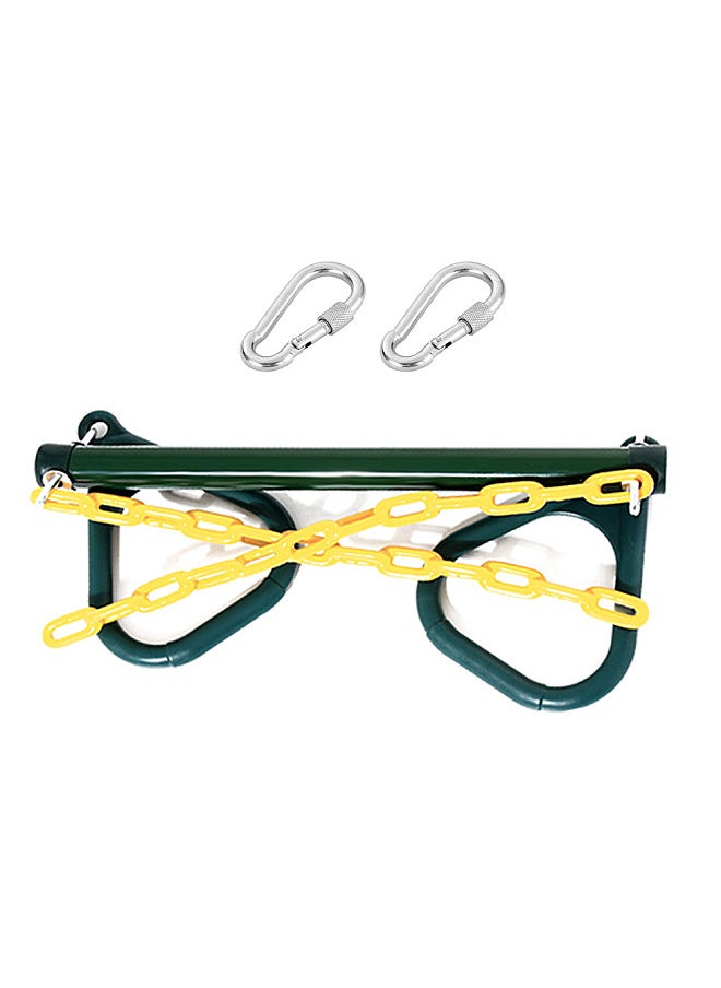 Trapeze Swing Bar and Rings Heavy Duty Playground Swing Set with 47'' Plastic Coated Chains and Carabiners