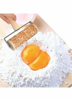 Y&D Embossing Rolling Pin, Wooden 3D Rose Flower Pattern Embossed Engraved Roller Fondant Cake Dough Biscuit Baking Housewarming Gift for Kids Cookies Crusts Pies & Pastry Clay Crafts  - Image 2