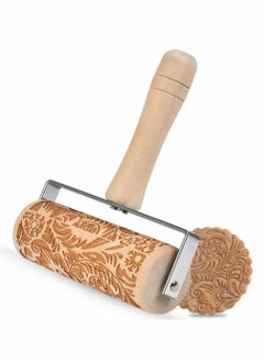 Y&D Embossing Rolling Pin, Wooden 3D Rose Flower Pattern Embossed Engraved Roller Fondant Cake Dough Biscuit Baking Housewarming Gift for Kids Cookies Crusts Pies & Pastry Clay Crafts  - Image 1