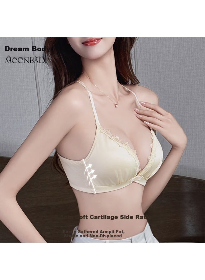 Moonbadi Women's Bra, Push-up For Small Enhancing Cleavage, Wireless, Front Closure, Beautiful Back Design Satin Cross-back Brassiere - Image 1