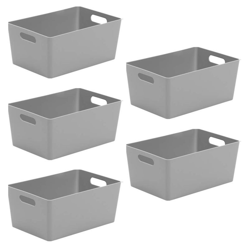 Wham Bam 402 Cool Grey Plastic Studio Storage Baskets Office Home  Kitchen Tidy Organiser 255 x 17 x 11cm 5 Baskets