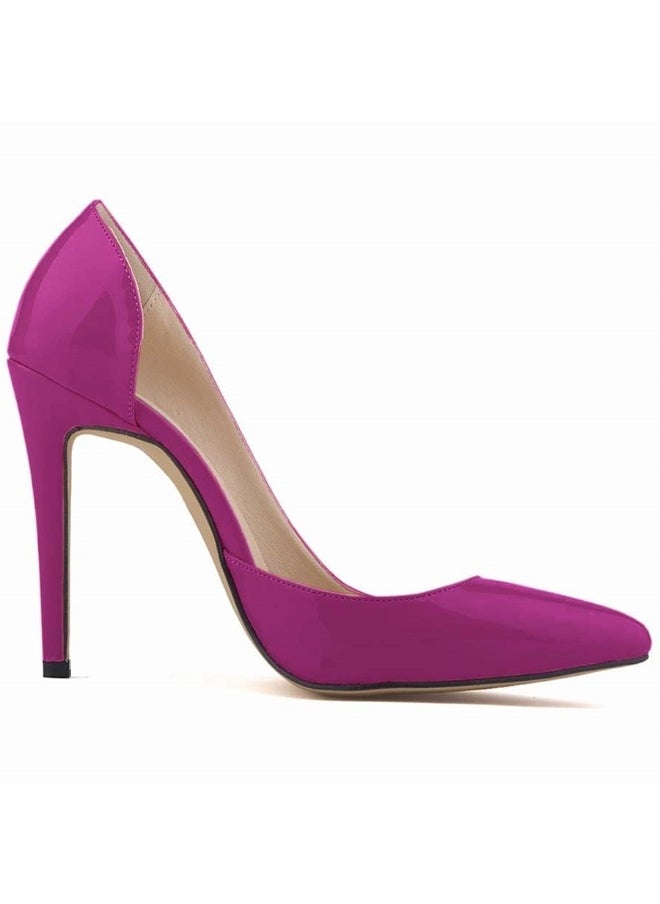 Loquat British-Style Pointed Toe Patent Leather Stiletto Heels Purple  - Image 1