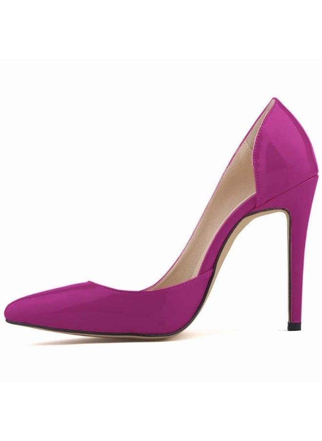Loquat British-Style Pointed Toe Patent Leather Stiletto Heels Purple  - Image 2