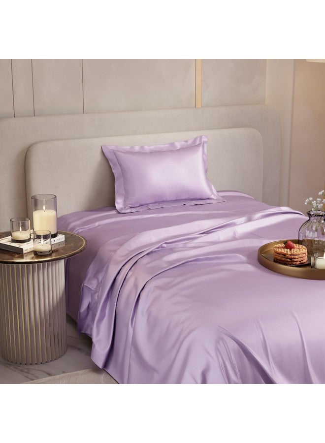 Stoa Paris Single Bedsheet with 1 Pillow Cover, 300TC Satin Premium Bedding Set, Home Decor, Wedding Gift for Couples, Housewarming, Anniversary, Date Night - Lilac - Image 4