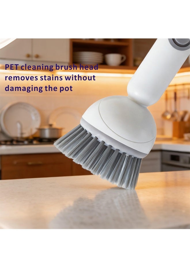 White Rotating Liquid Dispenser Kitchen Dish Pot Cleaning Brush - Image 5