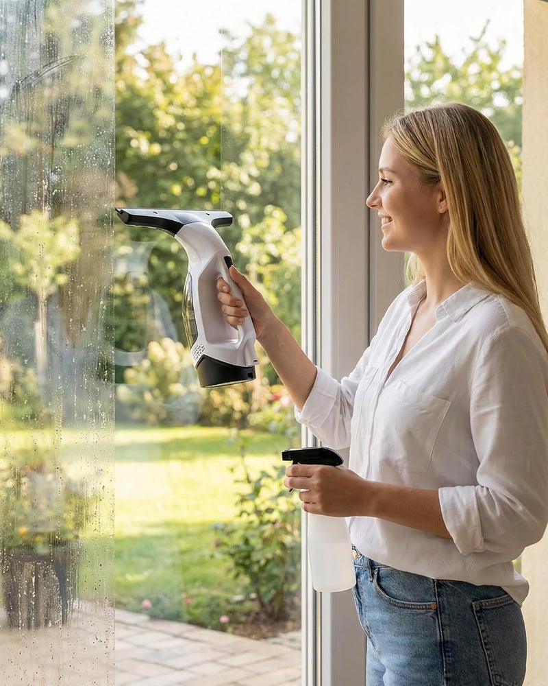ALLESM Window Cleaner & Glass Cleaner Kit,Window Vacuum Cleaner Cordless Electric Handheld,Suction Window Squeegee with Spray Bottle,Cloth Holder 2 Microfiber Cloths for Windows, Mirrors, Shower Glass,Tiles - Image 1