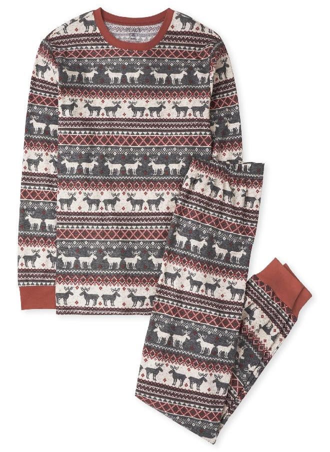The Children's Place - The Children's Place Family Matching Christmas Holiday Pajamas Sets, Snug Fit 100% Cotton, Adult, Big Kid, Toddler, Baby, Harvest Fairisle, Large - Image 1