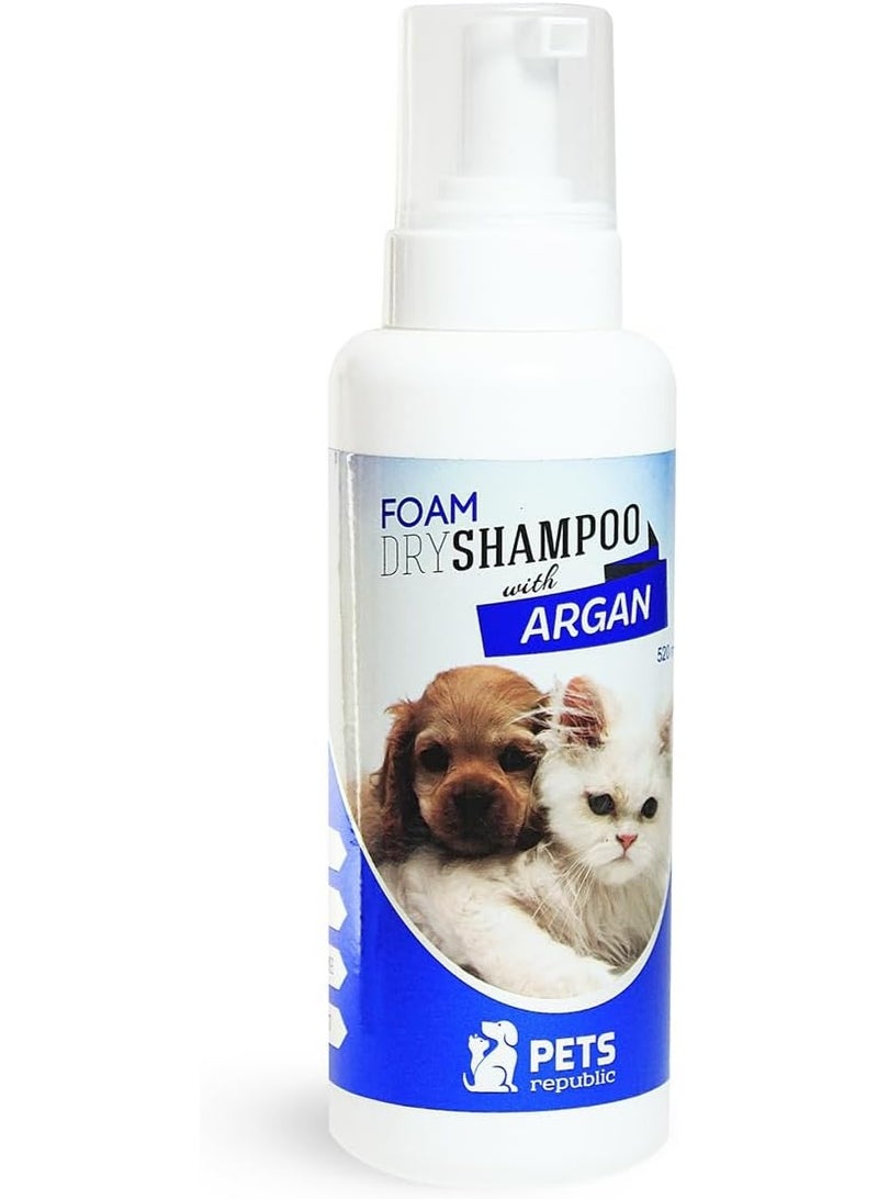 Pets Republic Antibacterial Dry Foam Pet Shampoo with Argan 520 ml