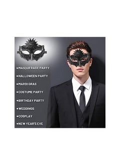 The Bros Masquerade Mask for Men - Roman Greek Mask - Venetian Half Face Mask, for Mascarade Ball Mardi Gras and Cosplay Mardi Party  - Image 4
