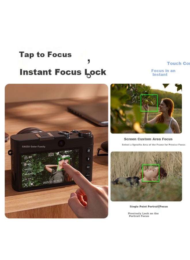 Caizu Dual Camera Optical Zoom Digital Camera 5k Video Recording Mirrorless Camera Hisilicon Chip Lens Ring Variable Screen Touch Focus High Definition Night Vision Full Color Wifi Wireless Co - Image 2