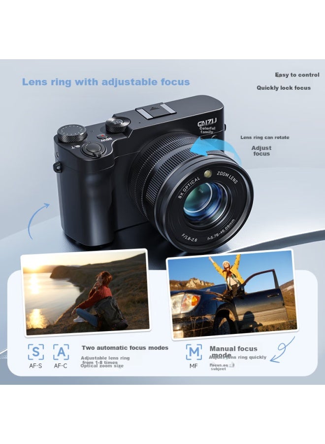 Caizu Dual Camera Optical Zoom Digital Camera 5k Video Recording Mirrorless Camera Hisilicon Chip Lens Ring Variable Screen Touch Focus High Definition Night Vision Full Color Wifi Wireless Co - Image 4