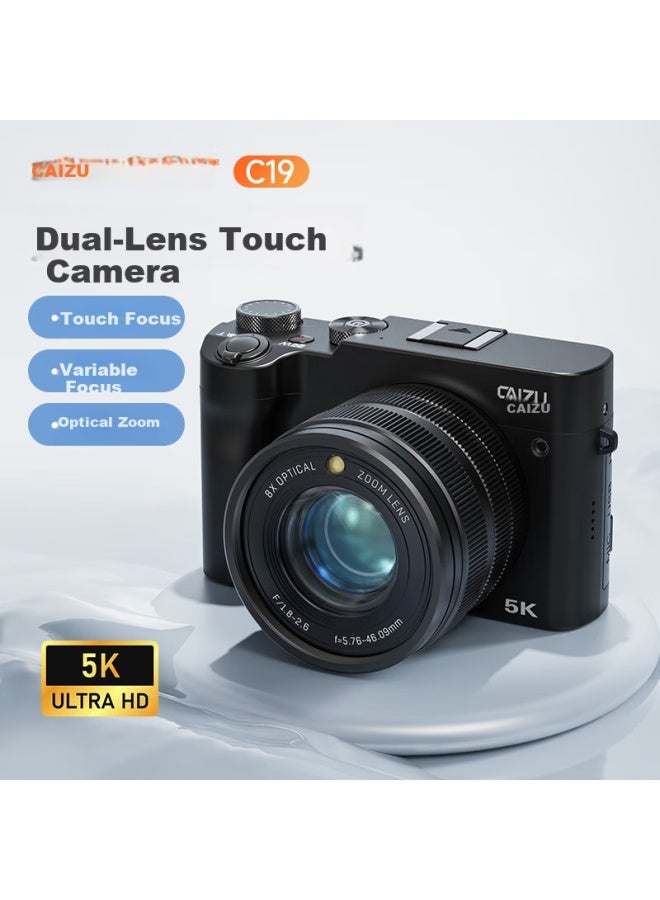 Caizu Dual Camera Optical Zoom Digital Camera 5k Video Recording Mirrorless Camera Hisilicon Chip Lens Ring Variable Screen Touch Focus High Definition Night Vision Full Color Wifi Wireless Co - Image 1
