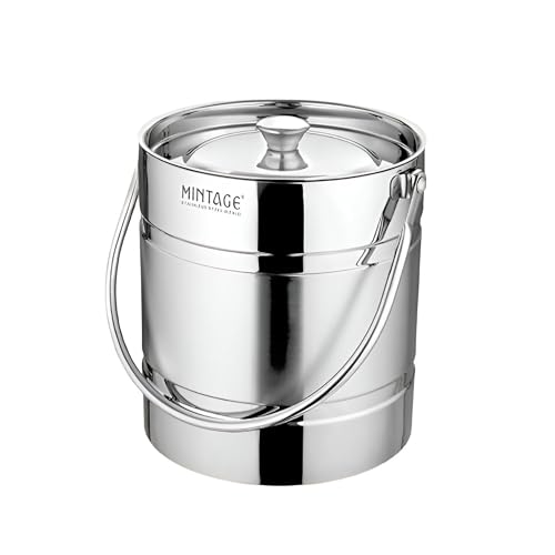 Mintage Milk Barni 1.5 Liters Stainless Steel Container | Storage Barni | Dolu Jar Ghee Dolchi | Strong Safe Durable Multipurpose Kitchenware Daily Use Platinum Plain Design - Image 1
