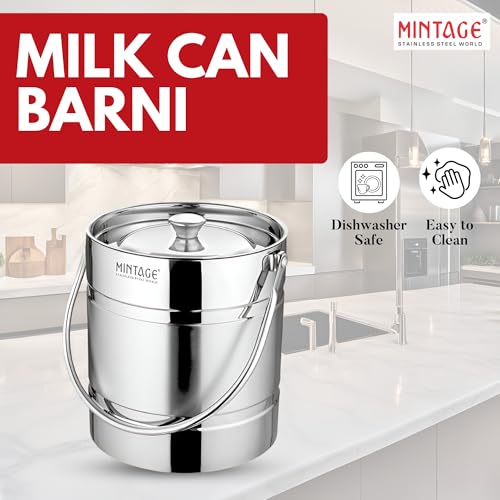 Mintage Milk Barni 1.5 Liters Stainless Steel Container | Storage Barni | Dolu Jar Ghee Dolchi | Strong Safe Durable Multipurpose Kitchenware Daily Use Platinum Plain Design - Image 5
