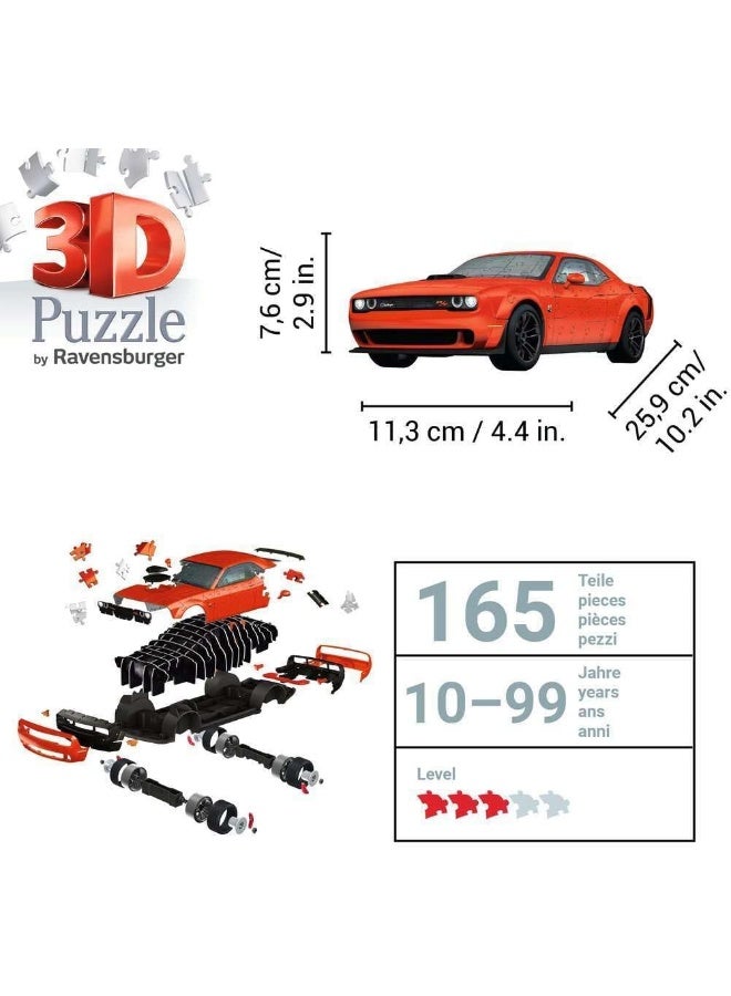Ravensburger 3D Dodge Challenger R/T Scat Pack Widebody Puzzle – 108 Piece 1:18 Scale Model with Accessory Parts and Rotating Wheels – EasyClick Assembly, No Glue Needed – Ages 10+ | 11284-5 - Image 3