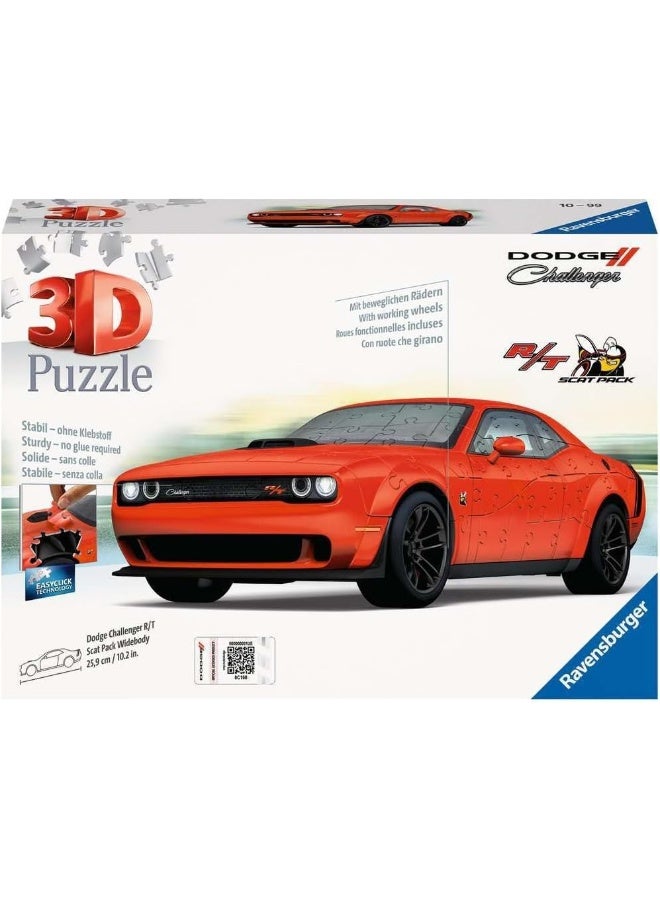 Ravensburger 3D Dodge Challenger R/T Scat Pack Widebody Puzzle – 108 Piece 1:18 Scale Model with Accessory Parts and Rotating Wheels – EasyClick Assembly, No Glue Needed – Ages 10+ | 11284-5 - Image 1