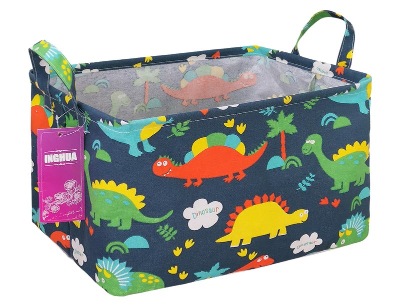 INGHUA Rectangular Storage Basket Fabric Organizer Bin for ToysBooksClothesGiftsPetsPerfect for HomeOfficeNurseryDormShelfRec Forest Dinosaurs