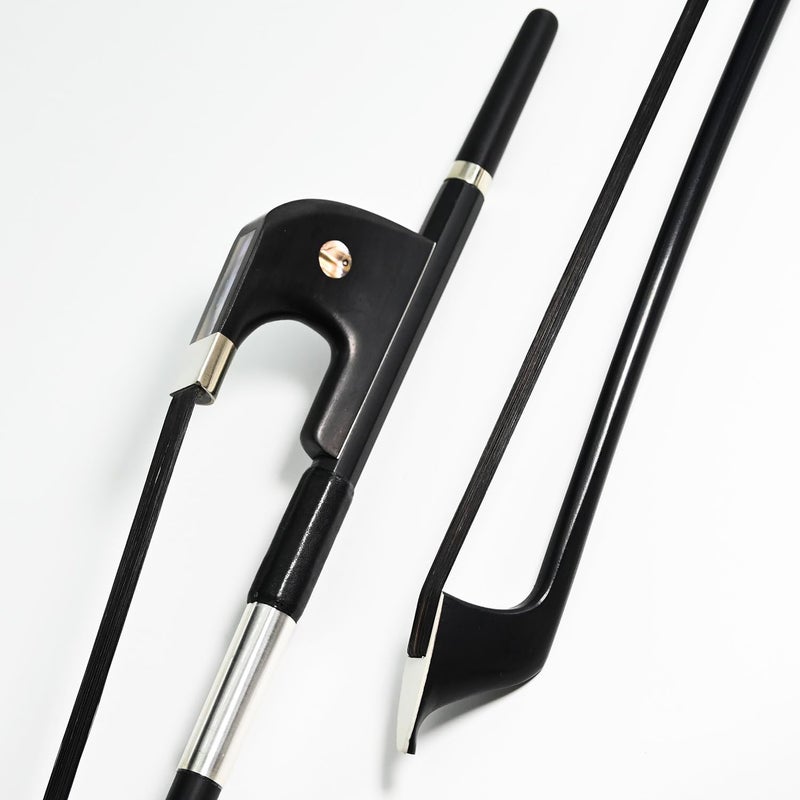 VINGOBOW German Style Carbon Fiber Upright Double Bass Bow 3/4 Size 100BGB Professional Level Parisian Eyes Ebony Frog Deep Powerful Tone Black Horse Hair Pernambuco Performance Warm Tone - Image 5
