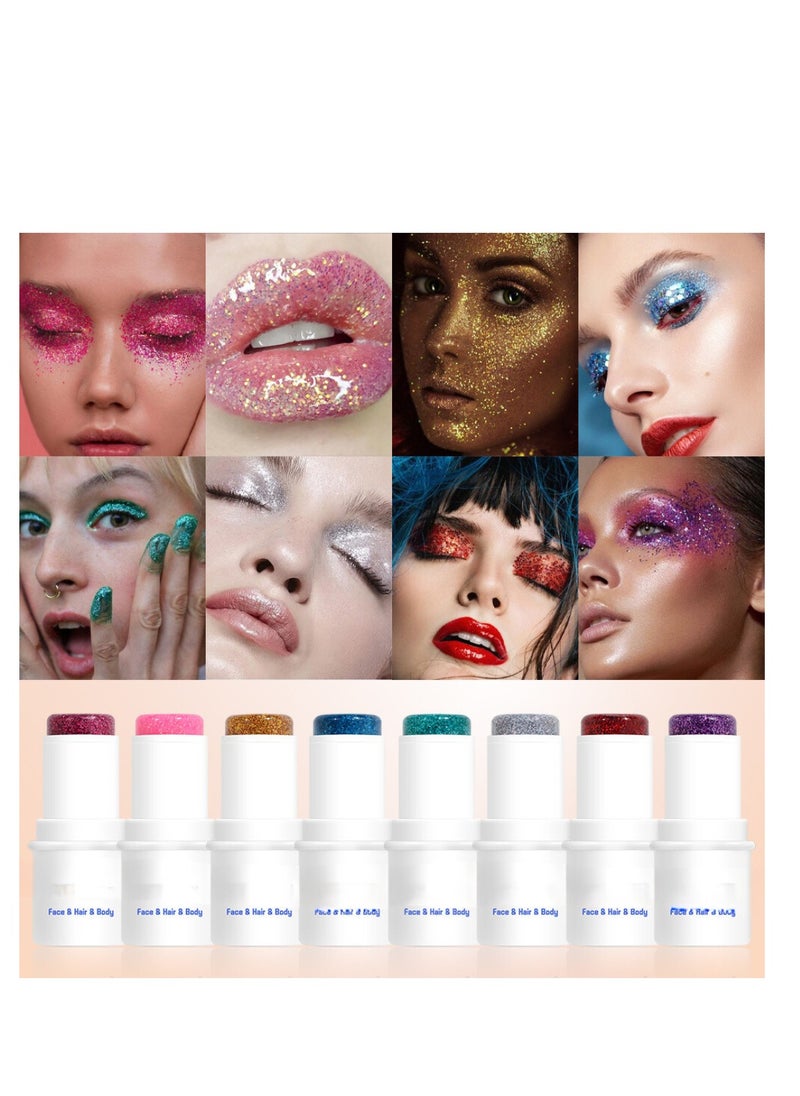 Mei Lifestyle Mermaid Sequins Chunky Glitter Gel Stick Festival Liquid Eyeshadow & Body Glitter for Women & Girls  - Image 3