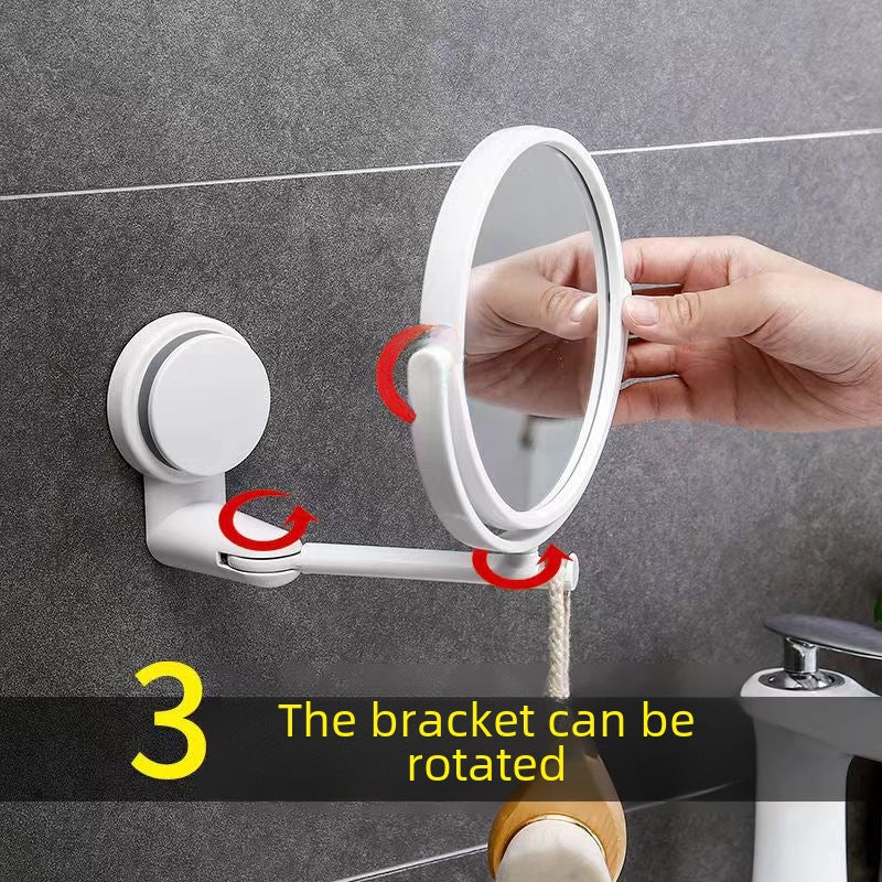 Bathroom mirror wall-mounted small mirror punch-free bathroom mirror student dormitory mirror folding dressing mirror(Double-sided makeup mirror) - Image 5