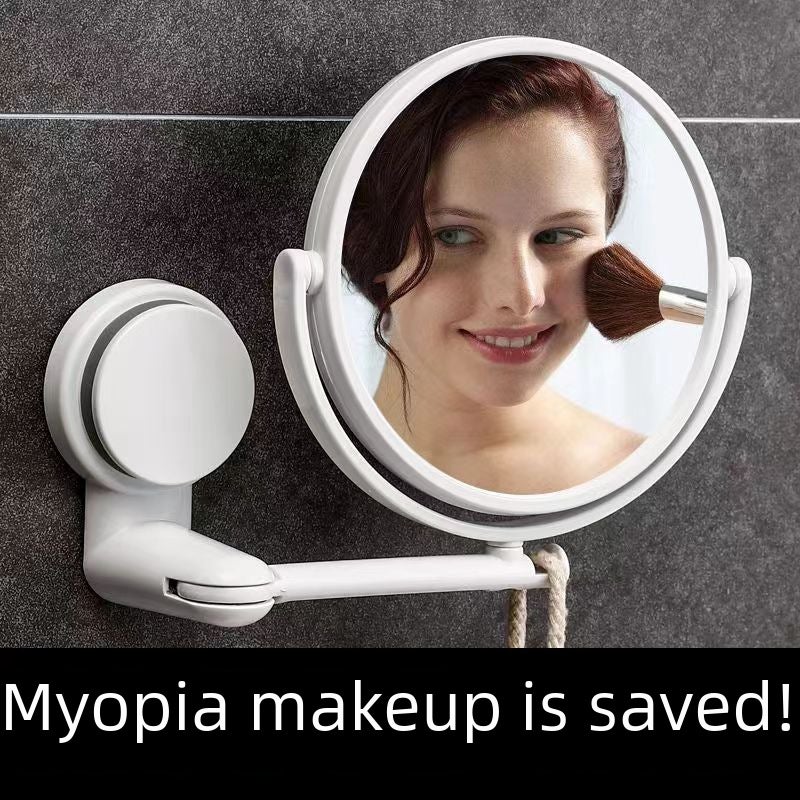 Bathroom mirror wall-mounted small mirror punch-free bathroom mirror student dormitory mirror folding dressing mirror(Double-sided makeup mirror) - Image 4