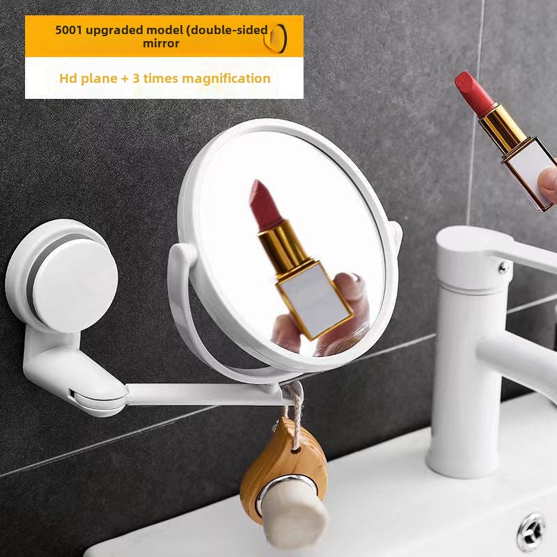 Bathroom mirror wall-mounted small mirror punch-free bathroom mirror student dormitory mirror folding dressing mirror(Double-sided makeup mirror) - Image 1