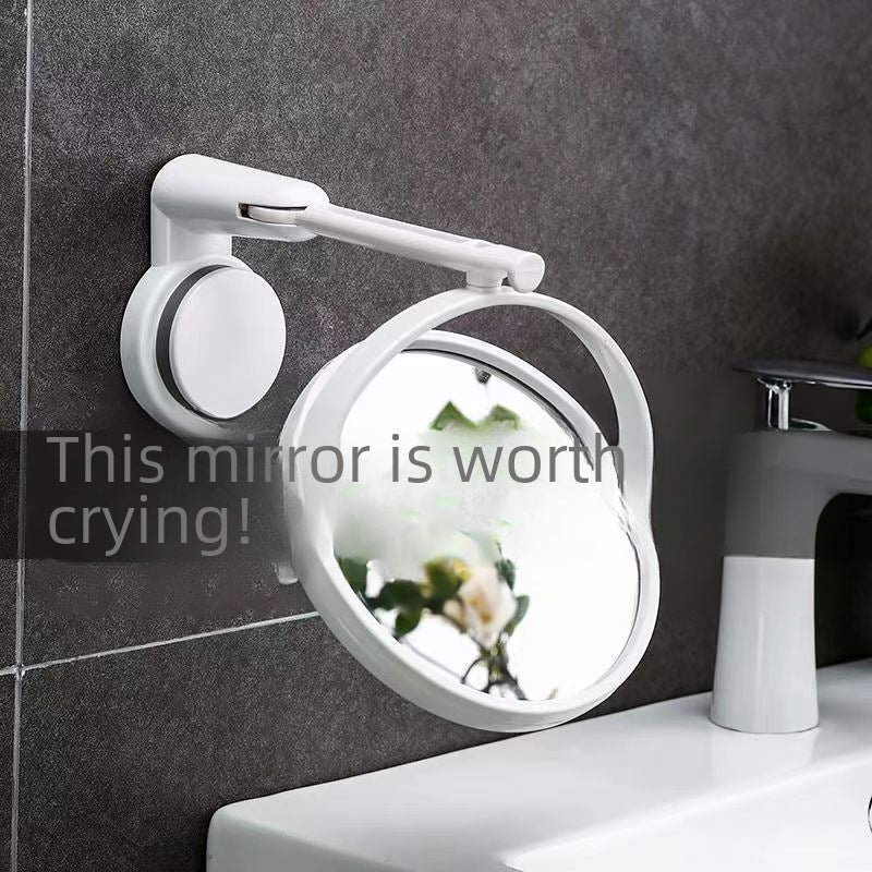 Bathroom mirror wall-mounted small mirror punch-free bathroom mirror student dormitory mirror folding dressing mirror(Double-sided makeup mirror) - Image 3