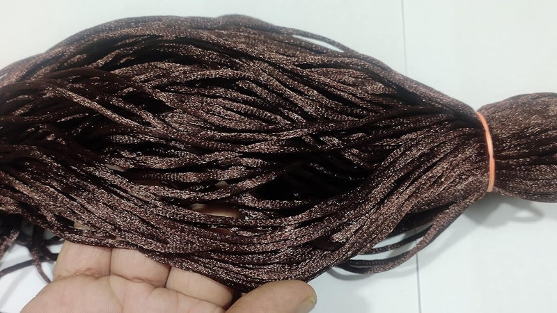 OMX 2.5 MM, 60 to 75 Mtr, Thick Malai Macrame Cord/Malai Dori/Silk Macrame, Bugtail Satin Cord Shamballa Beading Kumihimo String (Dk Brown) - Image 5