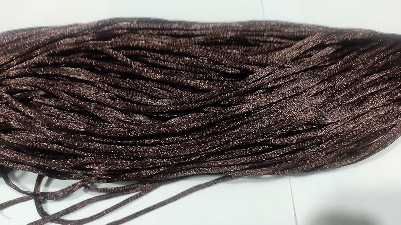 OMX 2.5 MM, 60 to 75 Mtr, Thick Malai Macrame Cord/Malai Dori/Silk Macrame, Bugtail Satin Cord Shamballa Beading Kumihimo String (Dk Brown) - Image 1
