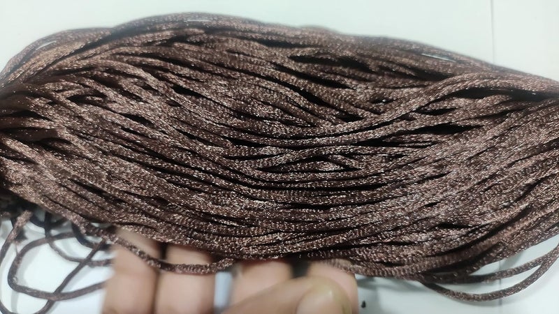 OMX 2.5 MM, 60 to 75 Mtr, Thick Malai Macrame Cord/Malai Dori/Silk Macrame, Bugtail Satin Cord Shamballa Beading Kumihimo String (Dk Brown) - Image 3