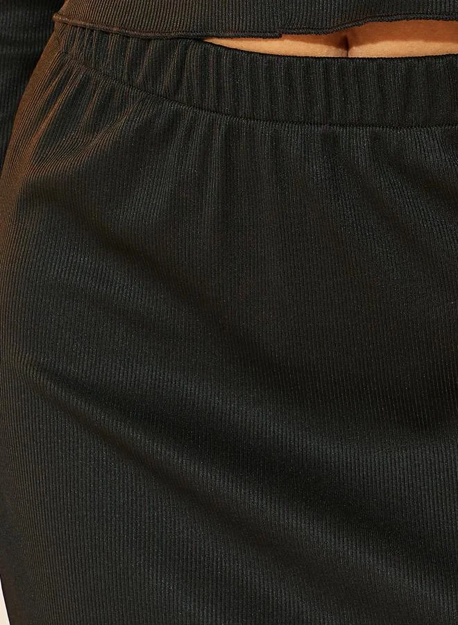 Take Two Contrast Edge Ribbed Crop Top & Maxi Skirt Co-Ords