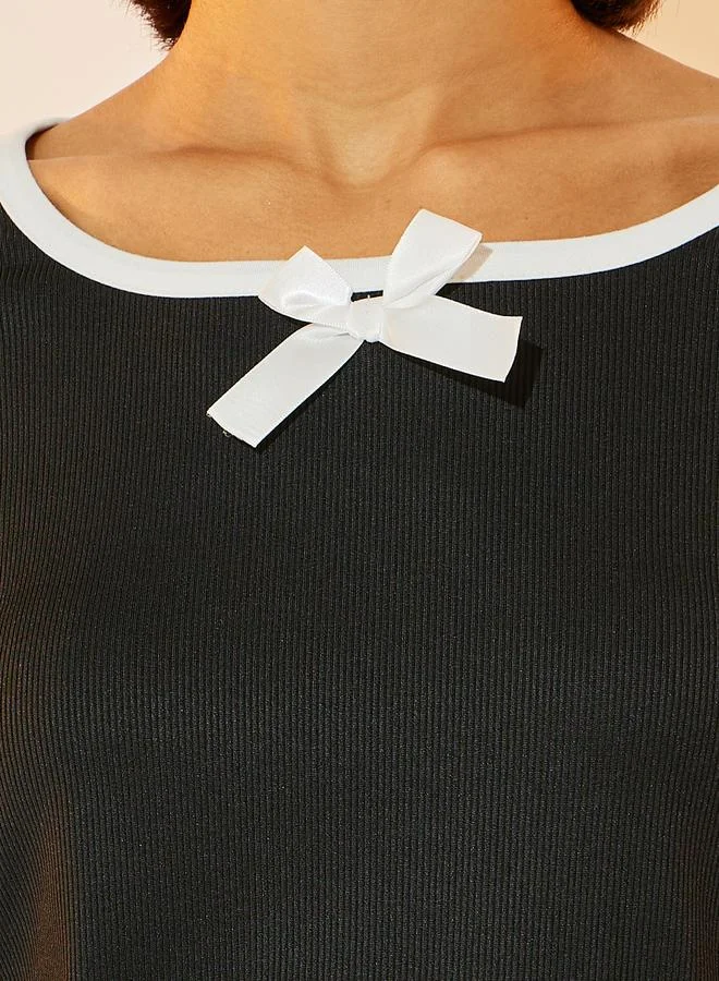 Take Two Contrast Edge Ribbed Crop Top & Maxi Skirt Co-Ords