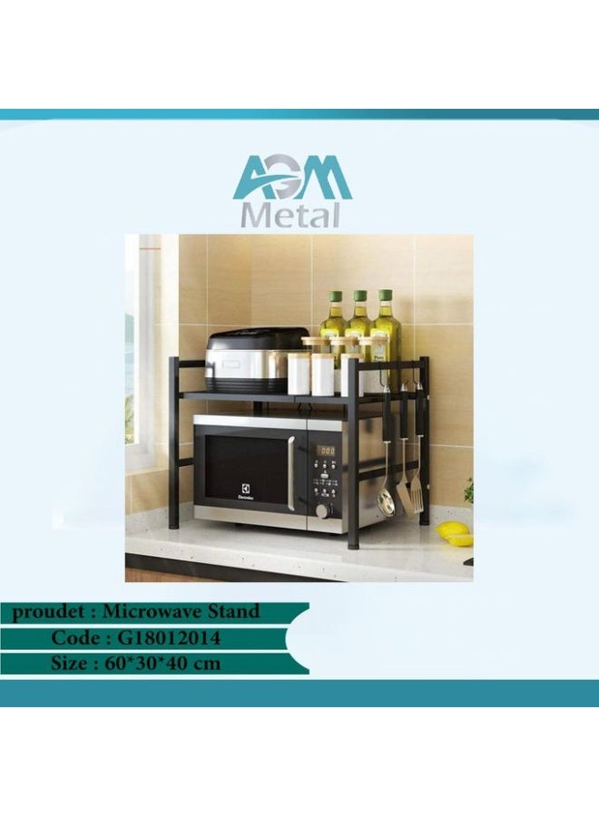 AGM METAL Metal Microwave Stand | Sturdy Kitchen Organizer with Space-Saving Design | Black Color - Image 1