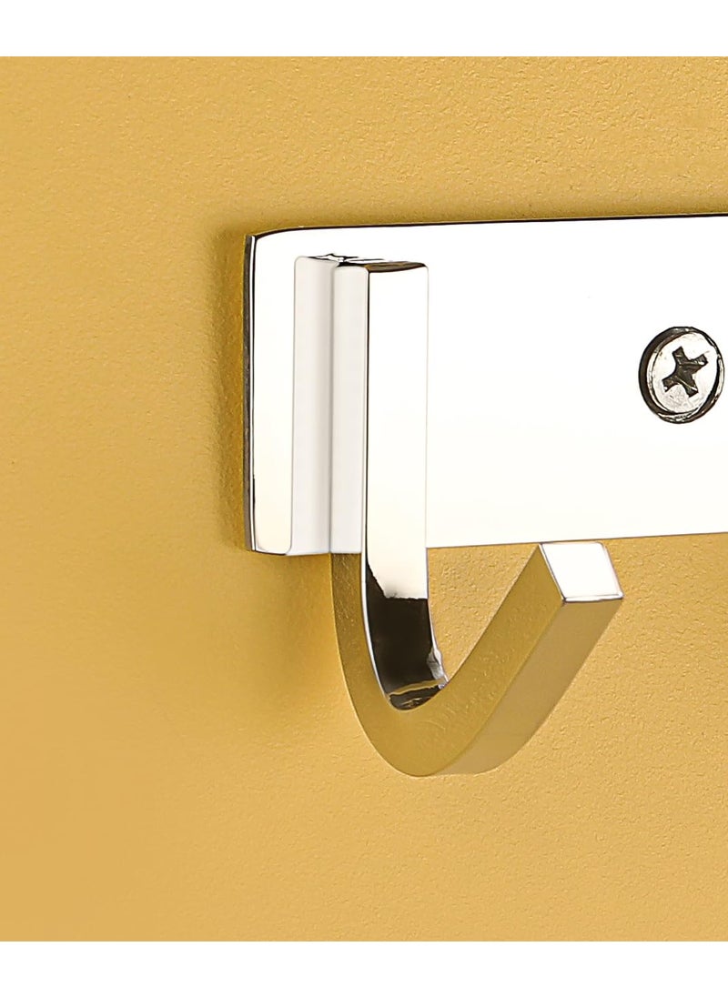 iSTAR iSTAR 6 Pin Stainless Steel Premium Bathroom Cloth Hooks Hanger Wall Bedroom Bathroom Robe Hooks Rail for Hanging KeysClothesTowel Steel Hook Square Silver Pack of 2  - Image 3