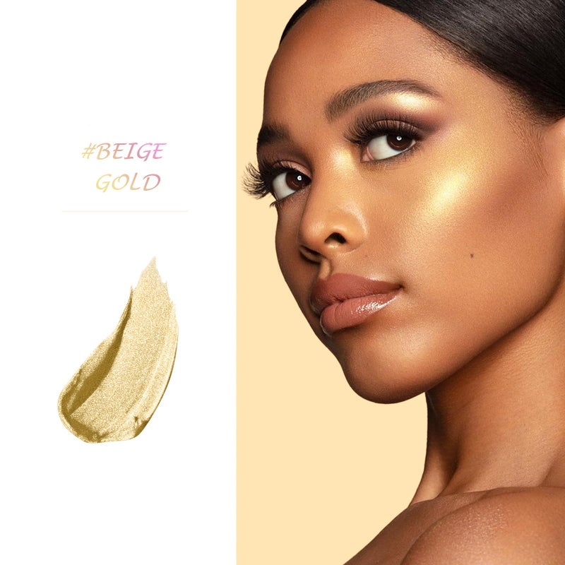 LSxia Highlighter Makeup Palette Shimmer Contour Palette Powder for Brighten Face Contour Gold Cheek Highlight Makeup, Long Lasting Highlighter Powder with Mirror for Illuminator Makeup (BEIGE GOLD) - Image 3