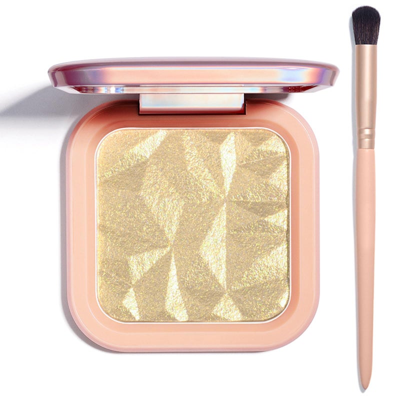 LSxia Highlighter Makeup Palette Shimmer Contour Palette Powder for Brighten Face Contour Gold Cheek Highlight Makeup, Long Lasting Highlighter Powder with Mirror for Illuminator Makeup (BEIGE GOLD) - Image 1