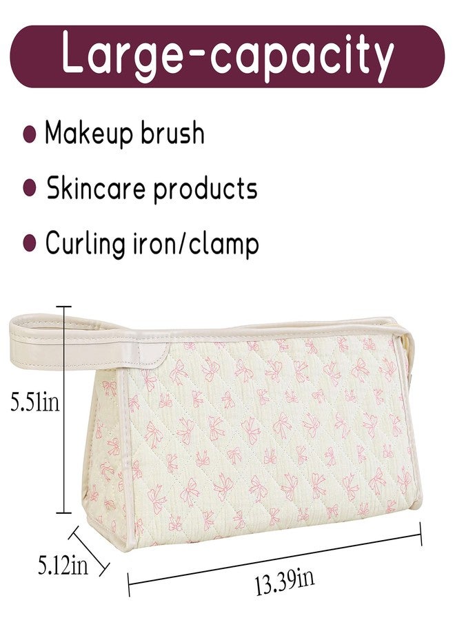 GISMTR Large Quilted Hair Tools Travel Bag, Cotton Floral Carrying Storage Bag for Hair Dryer and Attachments, Cute Portable Organizer with Handle - Image 2