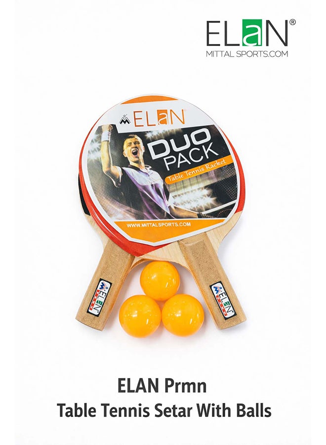 Elan Premium Table Tennis Set Pair with Balls – 2 Player Ping Pong Paddle Set with Table Tennis Balls for Training and Recreational Play - Image 1