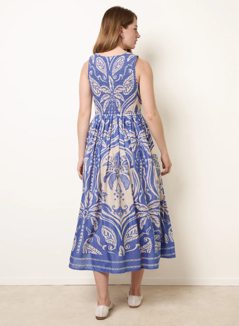 بلو فانيلا Sleeveless Shirred Dress