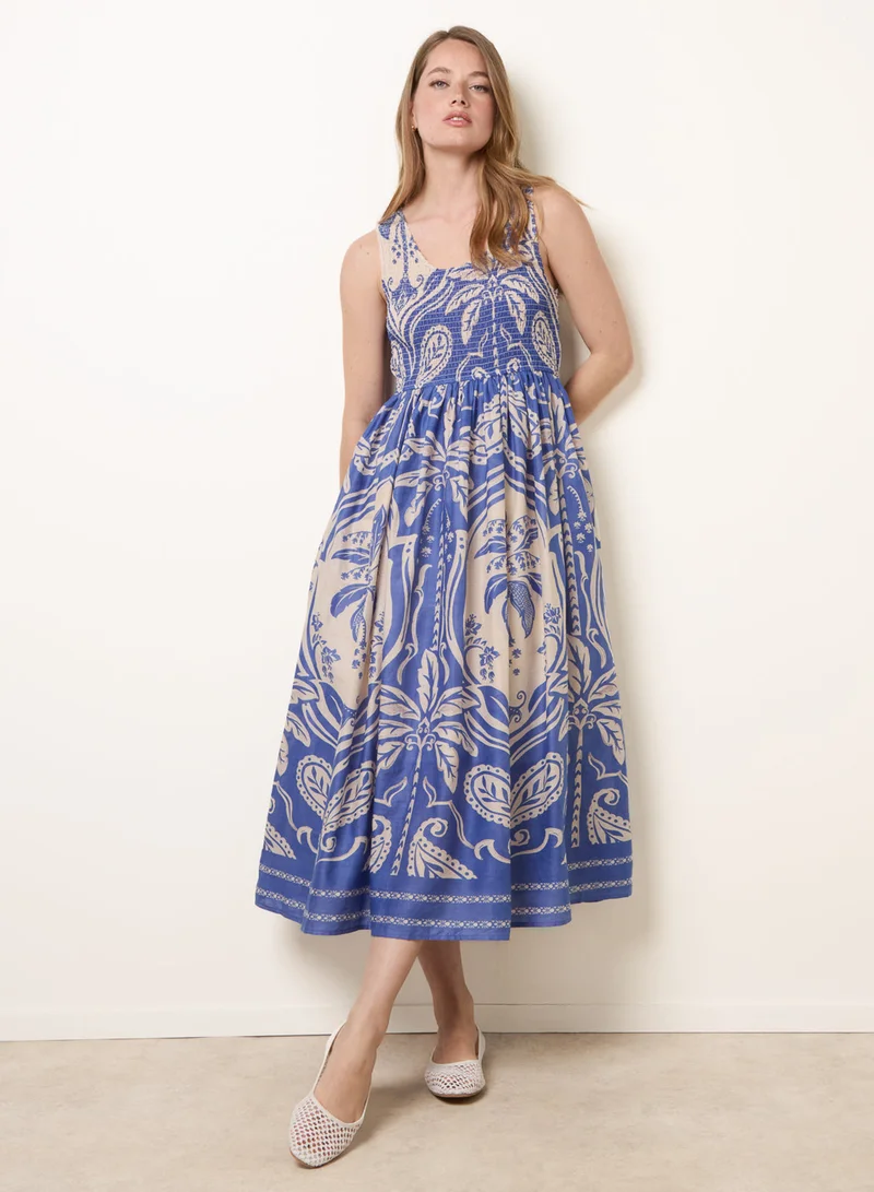 بلو فانيلا Sleeveless Shirred Dress