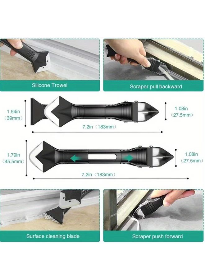 5 In 1 Silicone Caulking Toolkit With 9 Replaceable Pads For Sealant Work Durable Plastic LH081 - Image 4