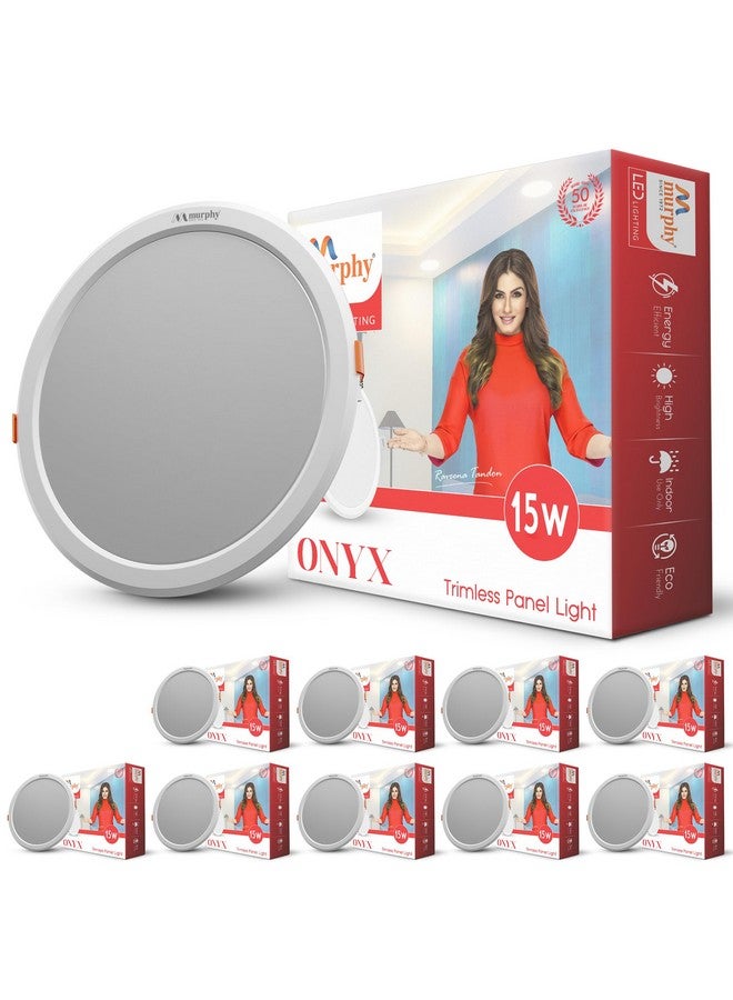 Murphy Trimless Round LED Panel Light - 15W Cool White | Glare-Free, Recessed Ceiling Downlight for Home & Commercial - Pack of 10 - Image 1