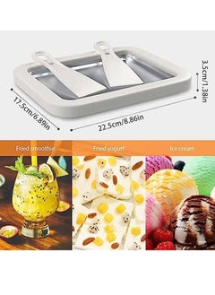 Generic Ice Cream Maker Pan with 2 Scrapers Ice Cream Maker Plate Multifunctional Cold Sweet Fried Food Plate Durable Rolled Ice Cream Maker Homemade Rolled Cream Frozen Yogurt Gelato  - Image 2