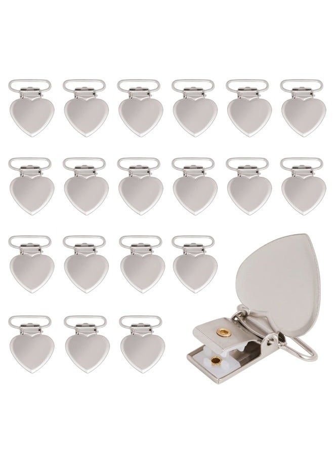 Marrywindix 20pcs Silver Suspender Clips Heart Shaped Metal Holder Clips Sheet Fasteners Clips Suspenders Holder for Mattress Pad Cover Sofa Cushion - Image 1