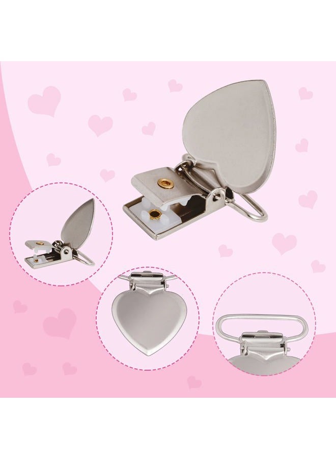 Marrywindix 20pcs Silver Suspender Clips Heart Shaped Metal Holder Clips Sheet Fasteners Clips Suspenders Holder for Mattress Pad Cover Sofa Cushion - Image 3