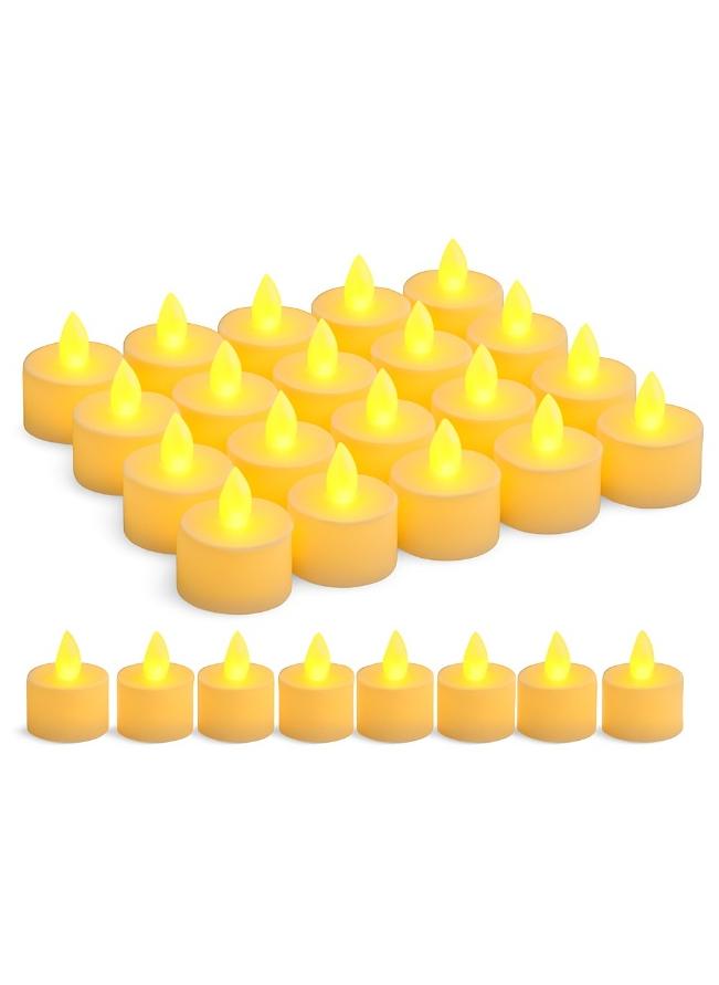 Home Care 24-عبوة من الشموع الضوئية LED - شموع تعمل بالبطارية بدون لهب مع بطاريات قابلة للاستبدال | توهج دافئ أبيض واقعي لحفلات الزفاف والمهرجانات والمطاعم وزينة الطاولات - Image 1